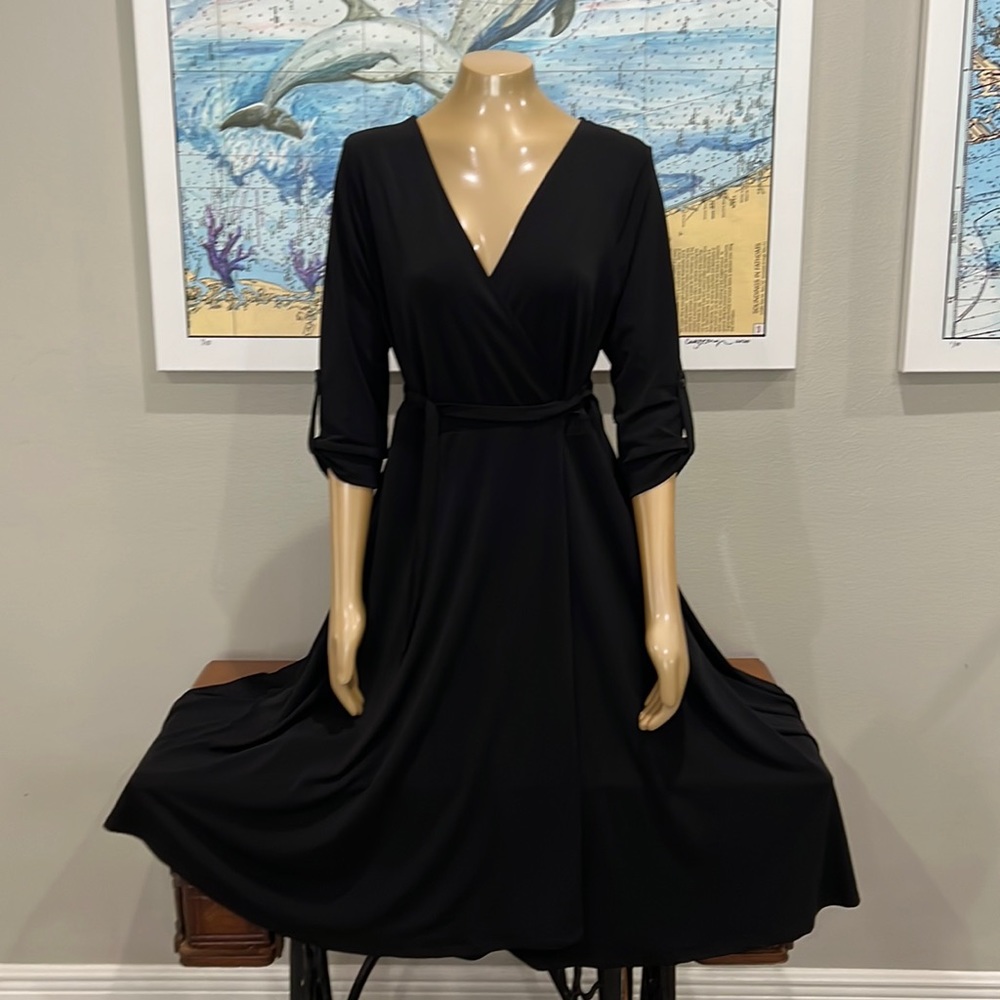 ModCloth Black Wrap Dress, Size XL